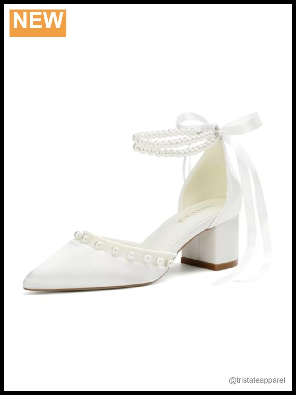 Satin Pearl Block Heel Wedding Shoes